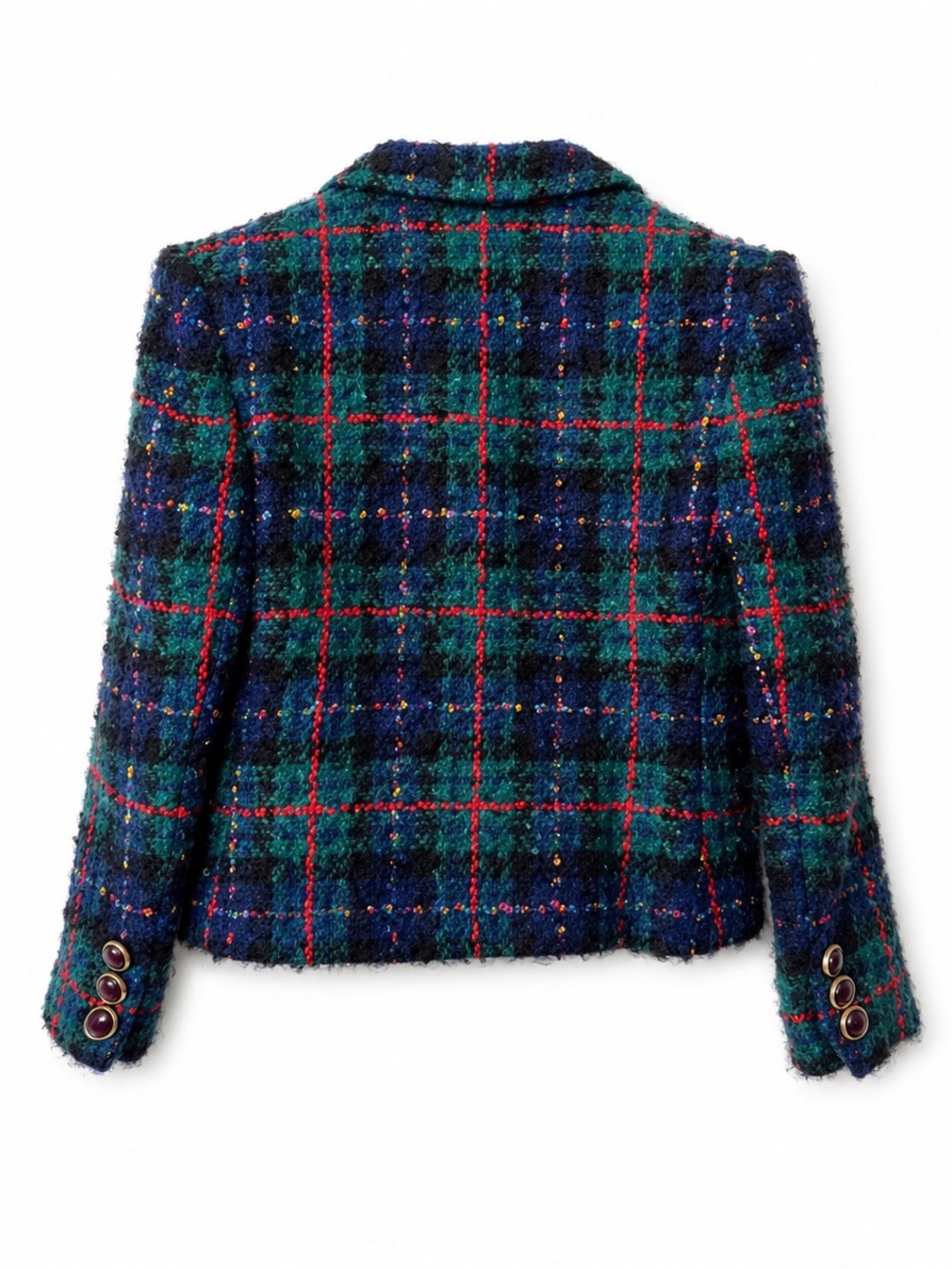 Vintage 80s Plaid Wool Cropped Blazer ILGWU USA Preppy Academia 10 - Picture 3 of 11